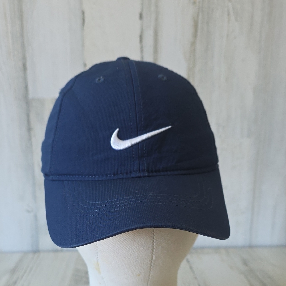 Nike Navy Blue Baseball Hat Cap With Nike White Logo Adjustable